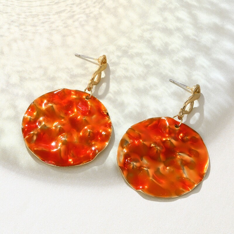 

Coin Drop Earrings, Red