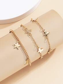 3pcs Star & Butterfly Charm Bracelet