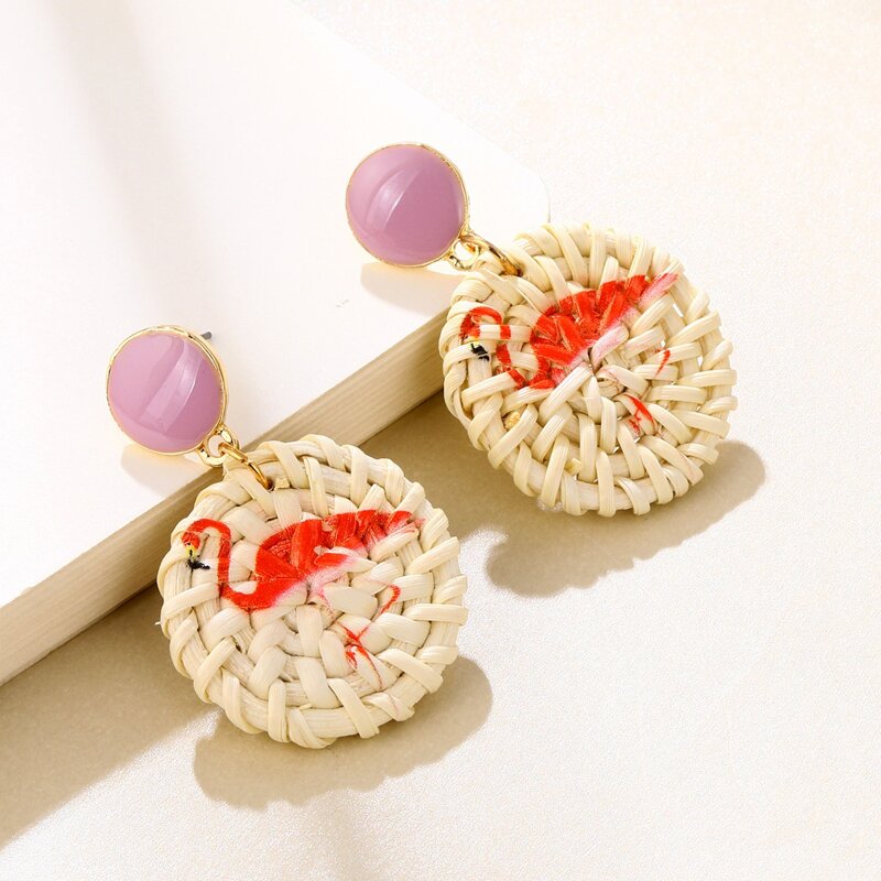 

Flamingo Round Drop Earrings, Multicolor