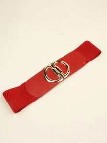 Metal Buckle Elastic Belt - Red - View 2