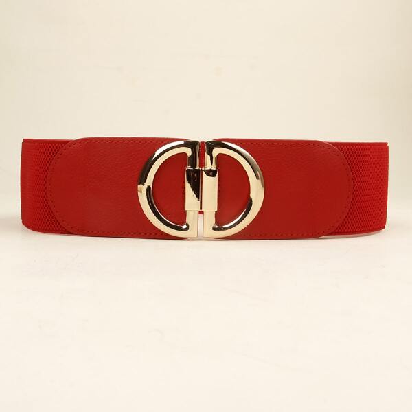 

Metal Buckle Elastic Belt, Red