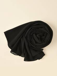1pc Rhinestone Embellished Chiffon Muslim Scarf - Black - View 3