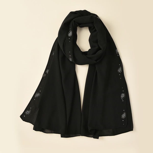 

Rhinestone Decor Scarf, Black