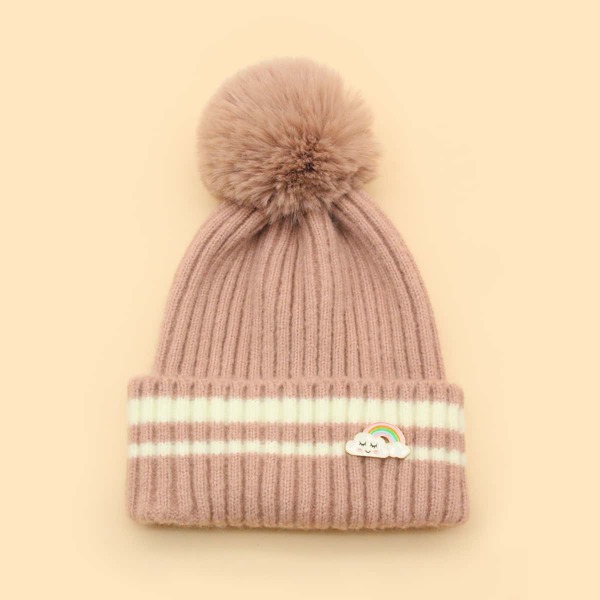 

Pom-pom Decor Beanie, Pink