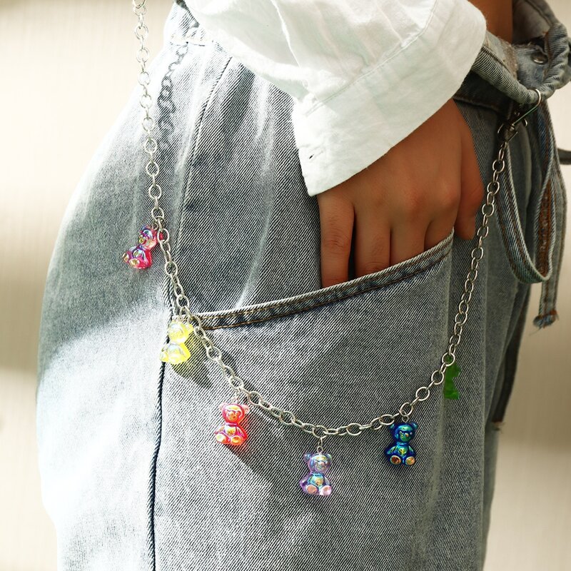 

Cartoon Bear Charm Belt Chain, Multicolor