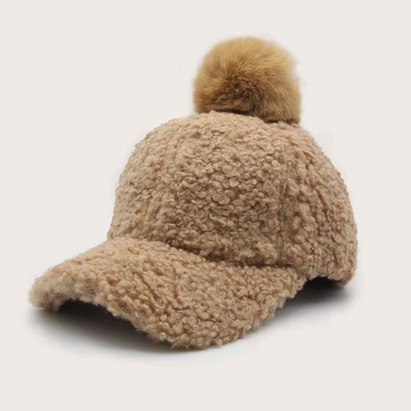 

Pom-pom Decor Baseball Cap, Camel