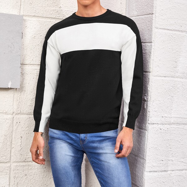 

Men Two Tone Sweater, Black