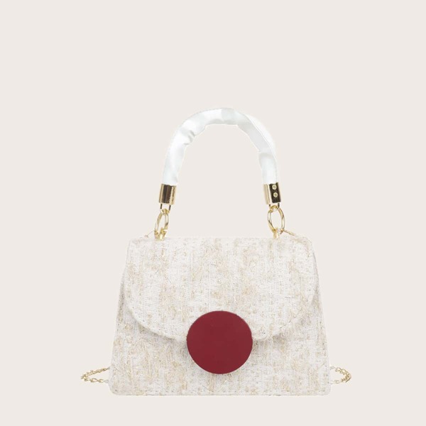 

Flap Chain Satchel Bag, White