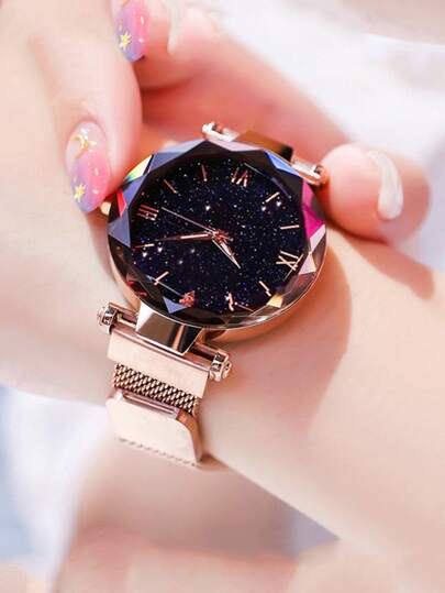 Reloj cuarzo con tira de malla de esfera de cielo estrellado - Тоp-100 de las cosas más populares en SHEIN MX