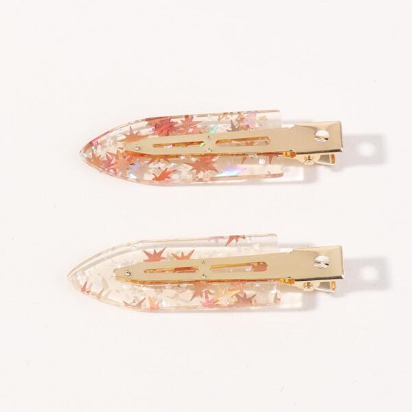 

2pcs Clear Hair Clip, Multicolor