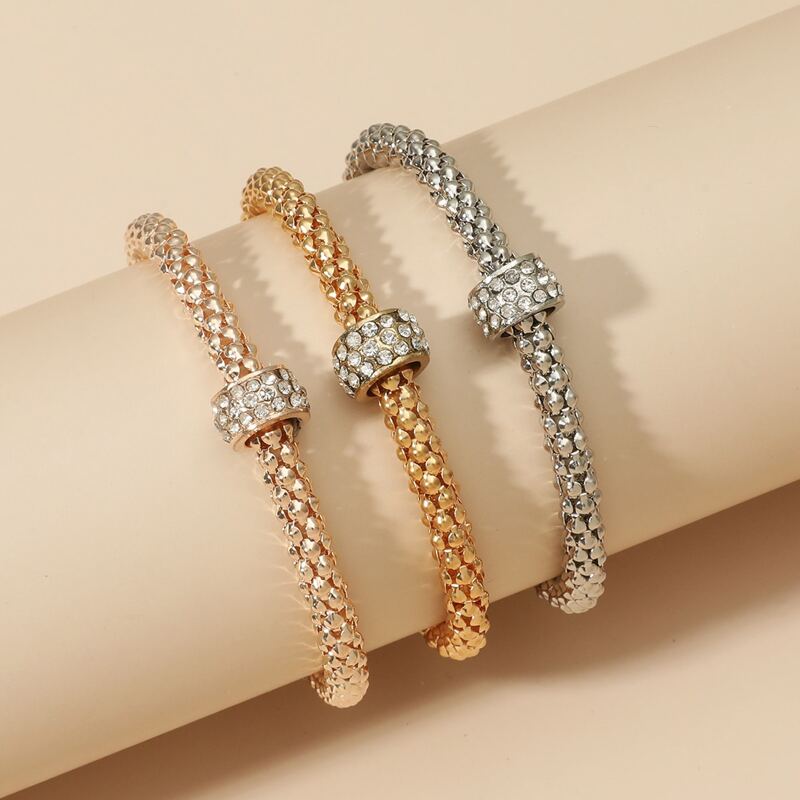 

3pcs Rhinestone Decor Bracelet, Multicolor