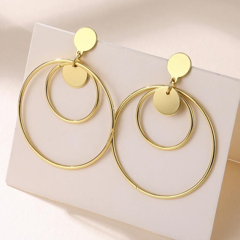 

Ring & Coin Drop Earrings, Gold