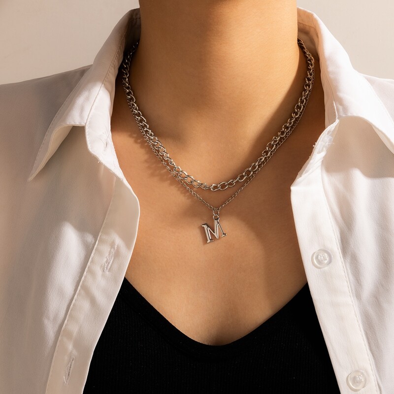 Letter Chain Necklace, Silver