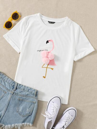 تيشيرت شمسي ساطع مزخرف بالنعام والكرة الفلكية