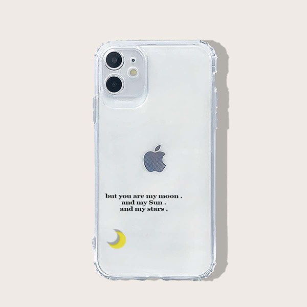

Прозрачный чехол для iPhone с текстовым принтом