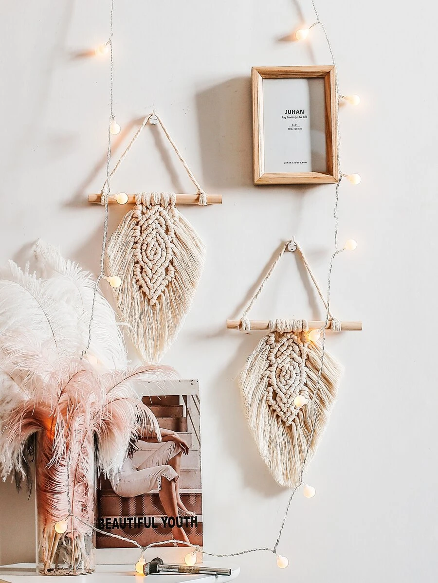 1入組編織葉子墻面懸掛 - 米色 - 查看 1