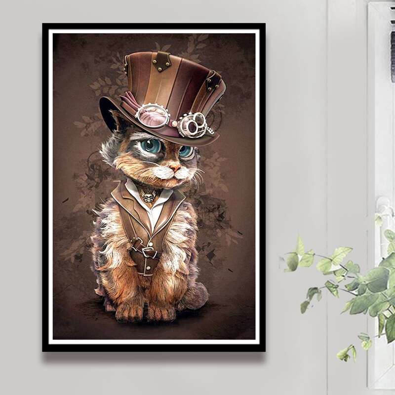 

Cat Print DIY Diamond Painting Without Frame, Multicolor