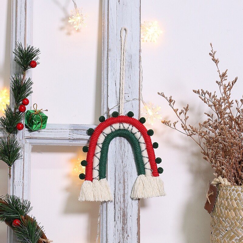 

Christmas Braided Pom Pom Wall Hanging, Multicolor