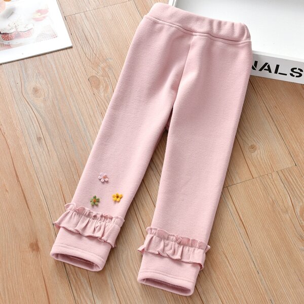 

Toddler Girls Ruffle Trim Floral Patched Leggings, Dusty pink
