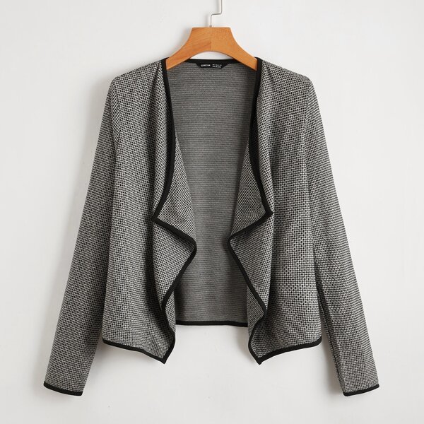 

Contrast Binding Waterfall Jacket, Black