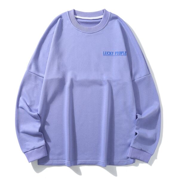 

Men Letter Graphic Drop Shoulder Sweatshirt, Pastel violet purple
