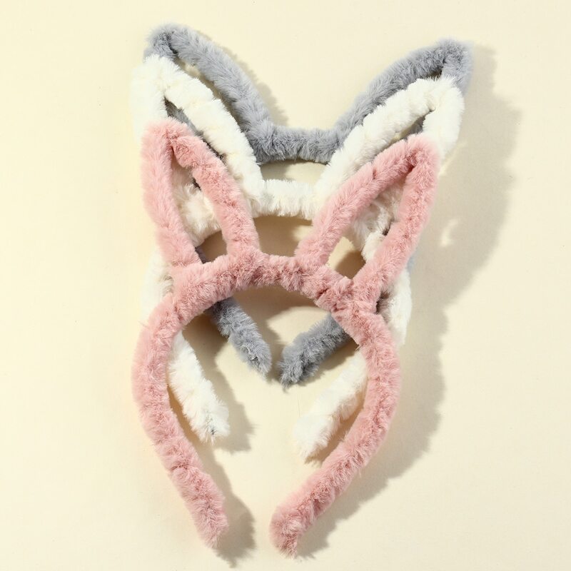 

3pcs Bunny Ear Hair Hoop, Multicolor