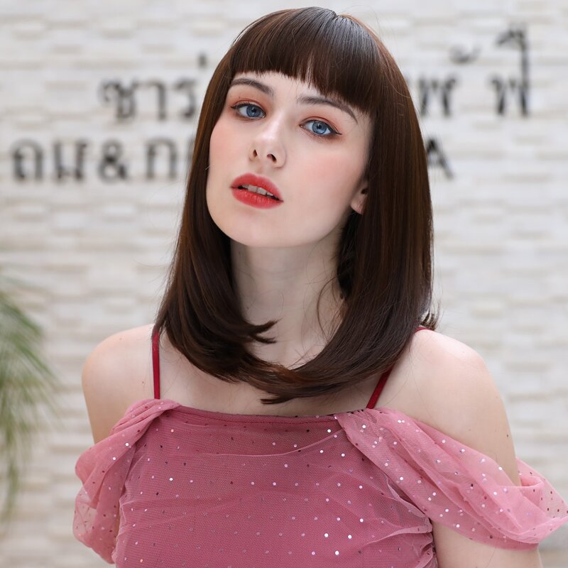 

Natural Short Wig With Bangs, Brown