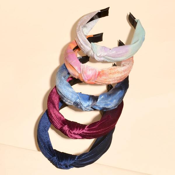 

5pcs Cross Knot Hair Hoop, Multicolor