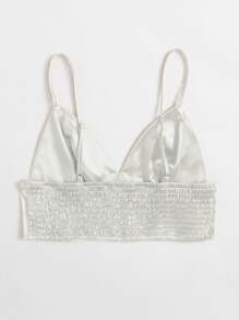 SHEIN Privé Shirred Satin Cami Top - White - View 2