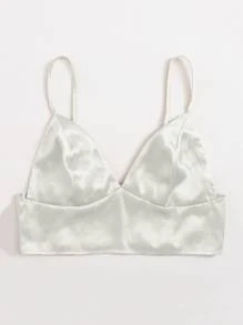 SHEIN Privé Shirred Satin Cami Top - White - View 4