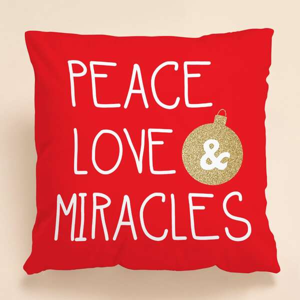 

Slogan Graphic Cushion Cover Without Filler, Red