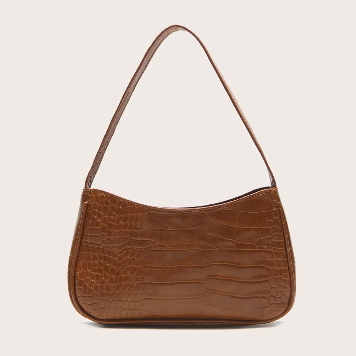 

Croc Embossed Baguette Bag, Brown