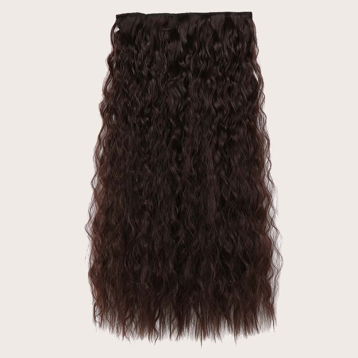 

5pcs Clip In Curly Wig, Brown