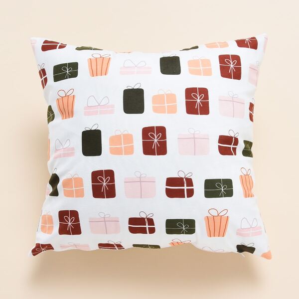 

Christmas Gift Print Cushion Cover Without Filler, Multicolor