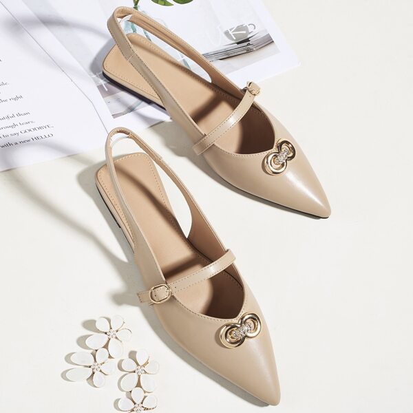 

Metal Decor Slingback Flats, Khaki