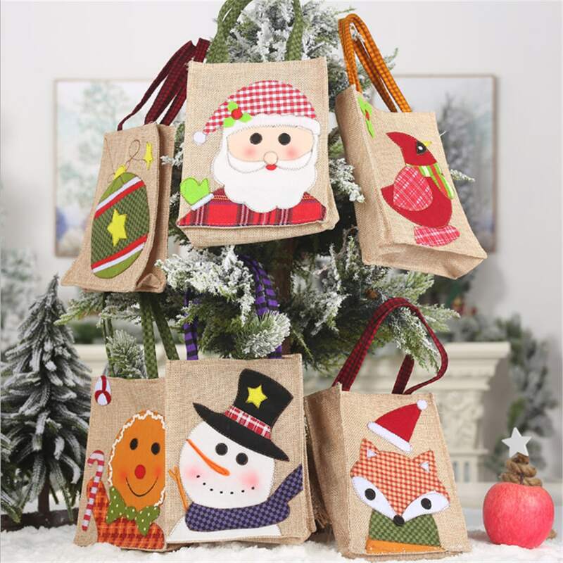 

1pc Christmas Pattern Random Storage Bag, Khaki