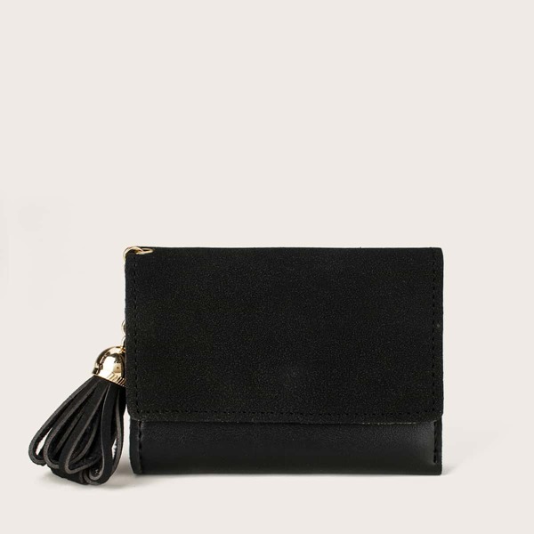 

Tassel Charm Fold Over Purse, Black