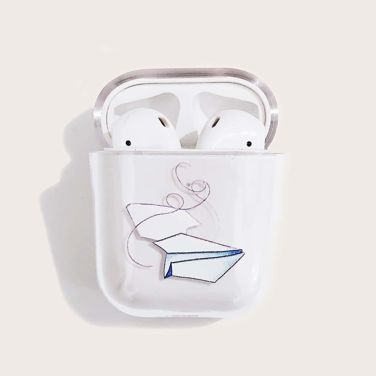 

Paper Airplane Print AirPods Case, Clear