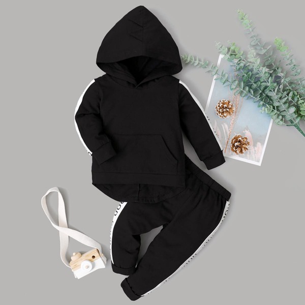 

Baby Boy Side Stripe Hoodie & Sweatpants, Black