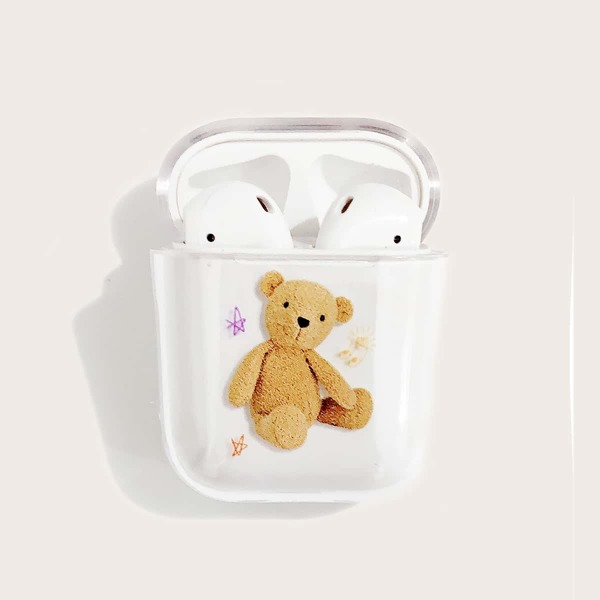 

Чехол для AirPods с принтом медведя, Прозрачный