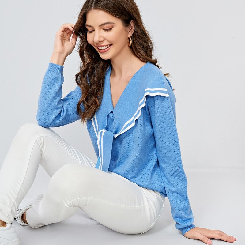 

Tie Front 2 In 1 Sweater, Blue