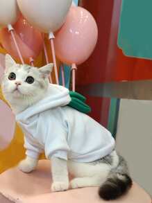 Áo hoodie mèo thiết kế tai 3D - trắng - Xem 1