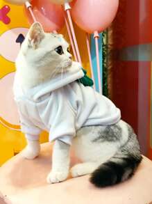 Áo hoodie mèo thiết kế tai 3D - trắng - Xem 2