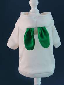 Áo hoodie mèo thiết kế tai 3D - trắng - Xem 3