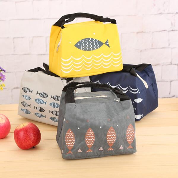 

1pc Fish Print Random Color Lunch Bag, Multicolor