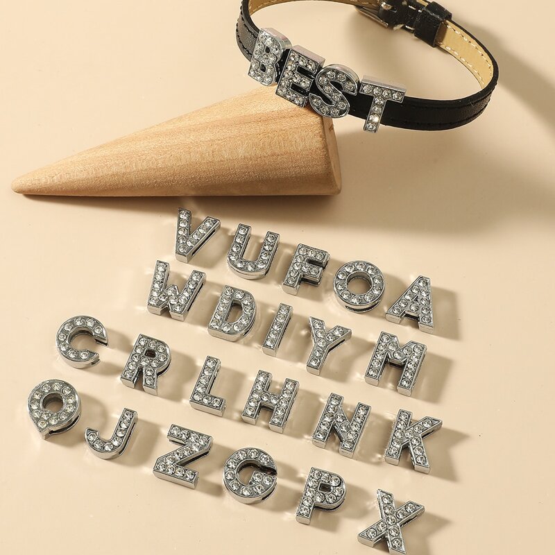 

DIY PU Leather Bracelet & 24pcs Letter Decoration, Black