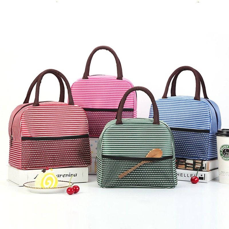 

1pc Striped Pattern Random Color Lunch Bag, Multicolor