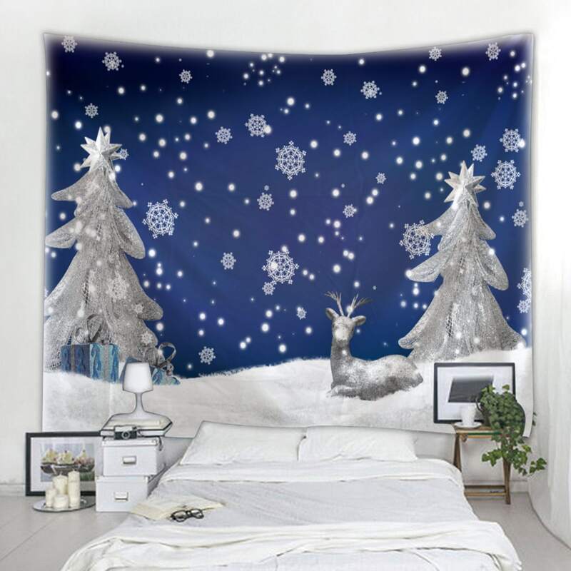 

Christmas Snow Scene Print Tapestry, Blue