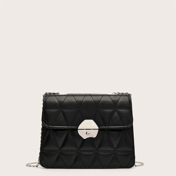 

Quilted Chain Crossbody Bag, Black