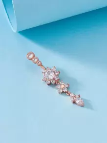 銅水鑽裝飾臍環適合女士和男士,龐克穿孔,A時尚身體鏈禮品適用於任何場合 - 玫瑰金 - 查看 2